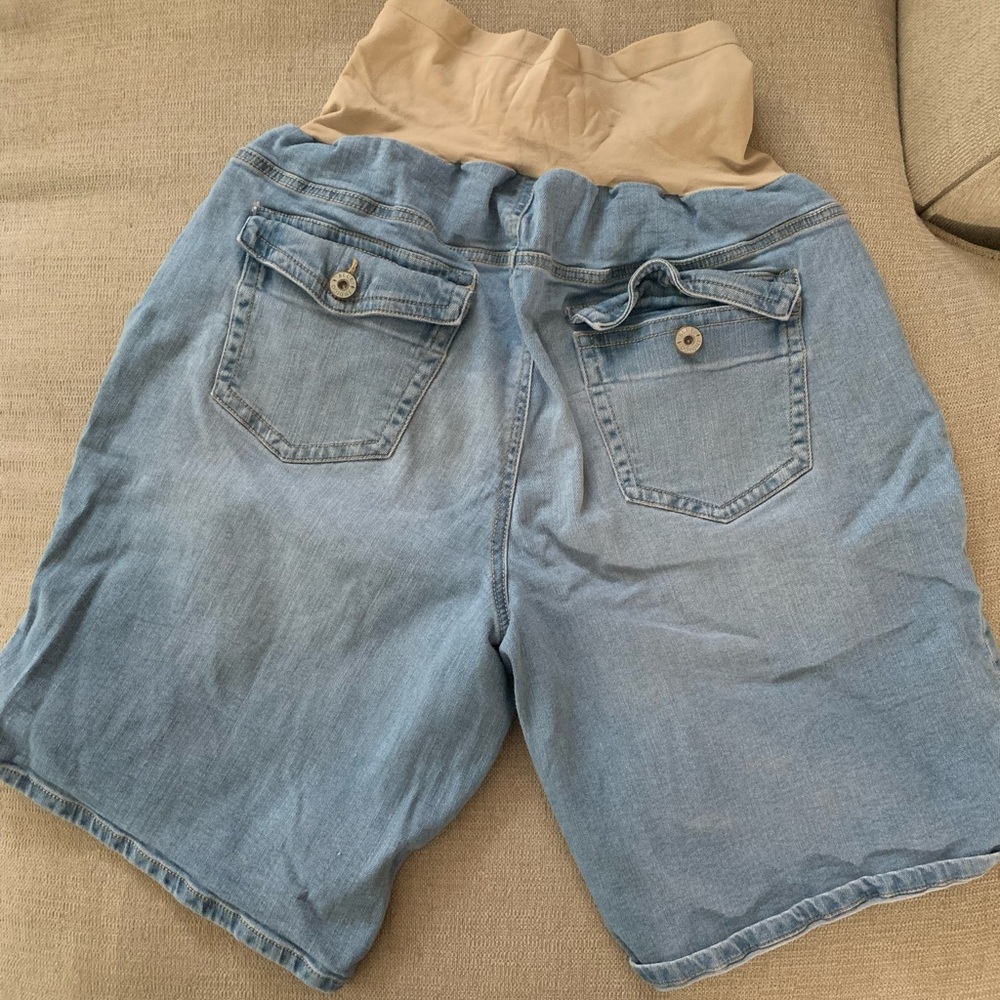 Full panel maternity jean shorts
